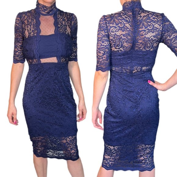 Express Dresses & Skirts - Navy blue lacy dress